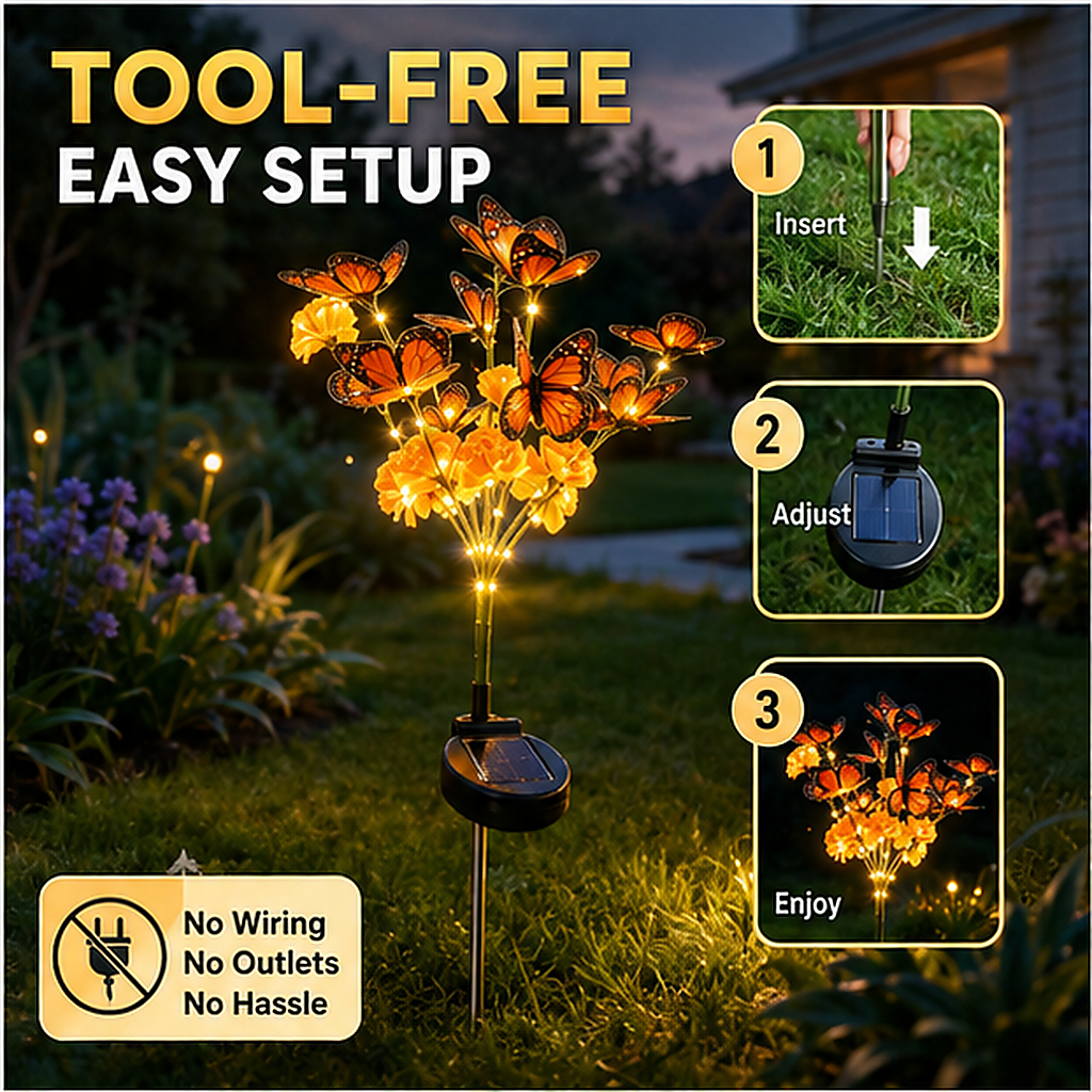 🦋 Enchanted Solar Marigold Butterfly Garden Lights ✨