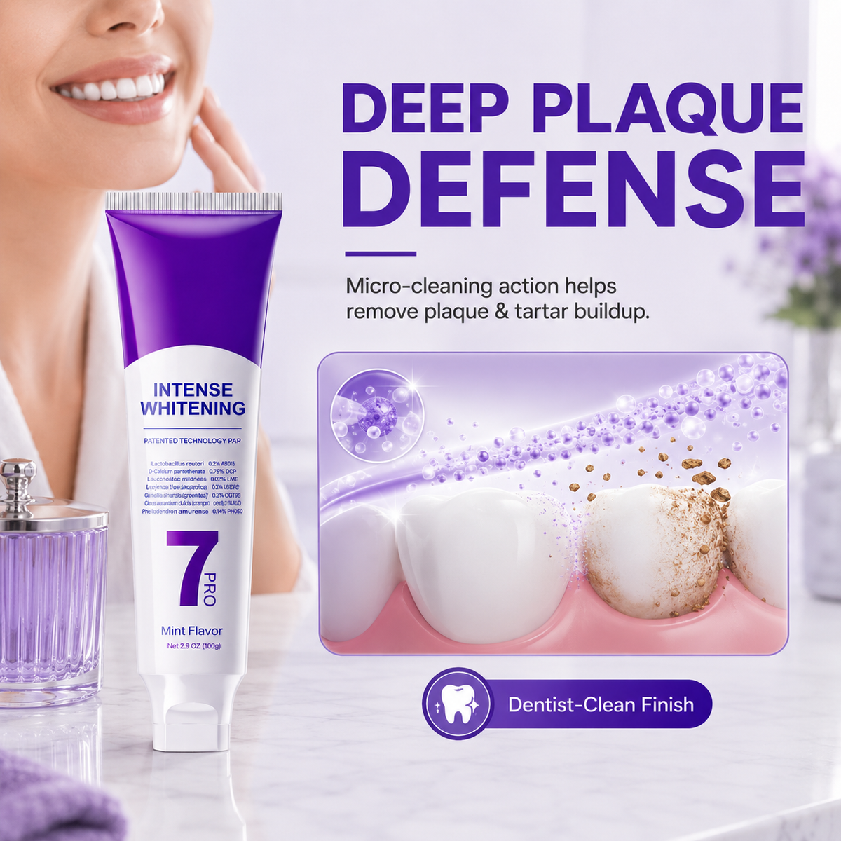 Probiotic Intense Whitening Toothpaste - 7-Day Stain Removal & Fresh Breath ✨
