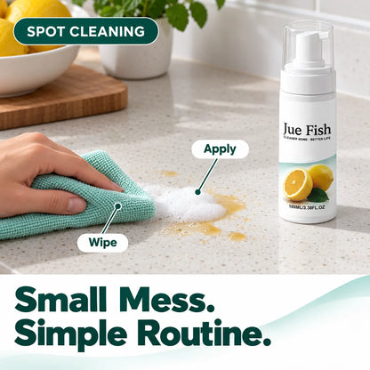 🍋 Jue Fish Multi-Surface Foaming Cleaner — Lemon-Scented Spot Cleaning for Home & Car ✨