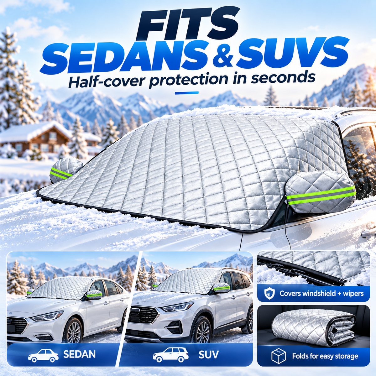 ❄️ All-Weather Half Car Cover & Frost Protector