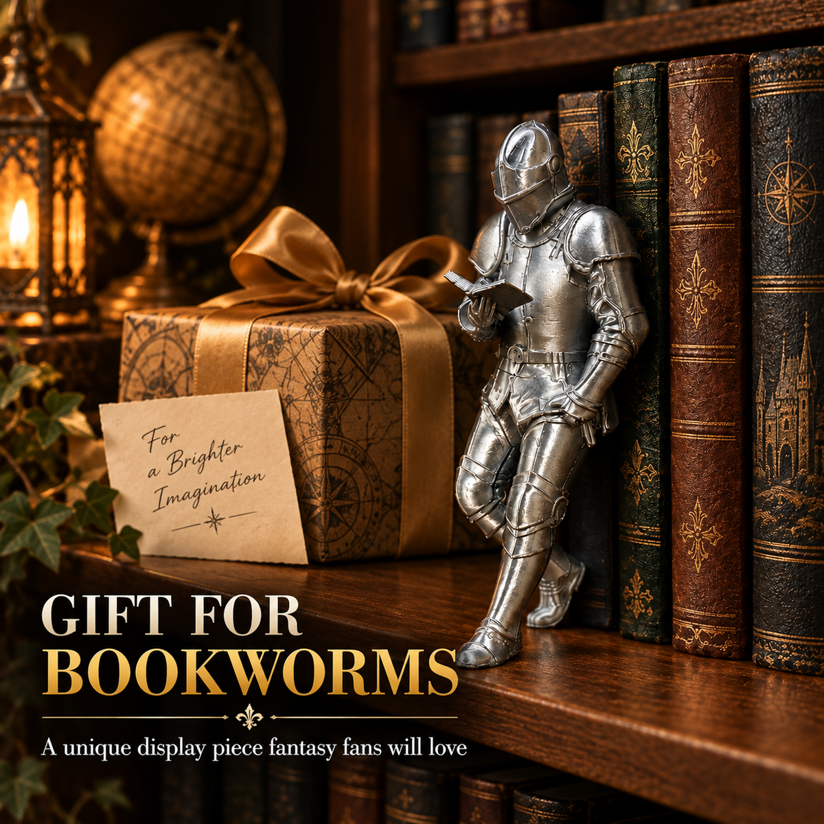 Medieval Knight Bookshelf Decor & Fantasy Book Nook Figurine ⚔️