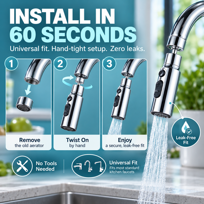 💧 360° Rotating Anti-Splash Universal Faucet Sprayer Head