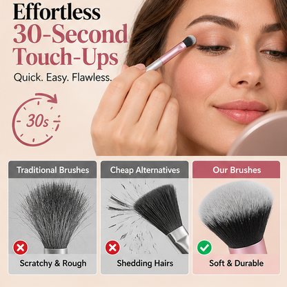 10-Piece Mini Portable Makeup Brush Set with Travel Capsule Case ✨