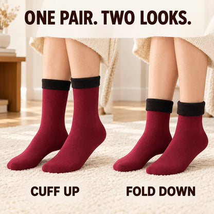 🧦 Fleece-Lined Cozy Socks – Warm Winter Comfort, Two Ways to Wear