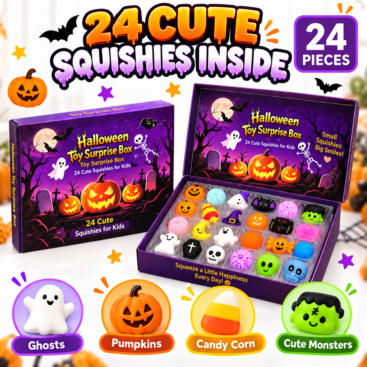 🔥24-Piece Halloween Squishy Surprise Box