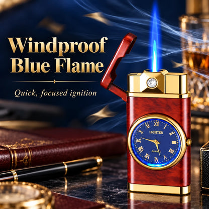Adjustable, rechargeable, portable outdoor windproof blue flame lighter