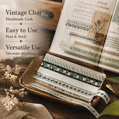 ✨ Aesthetic Vintage Long Strip Sticker Pack | Retro Washi Decor for Junk Journal & Scrapbook 📓