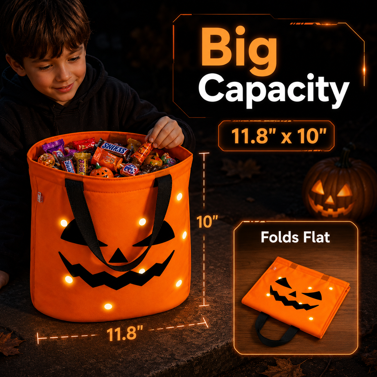 🎃 LED Glowing Halloween Pumpkin Bag