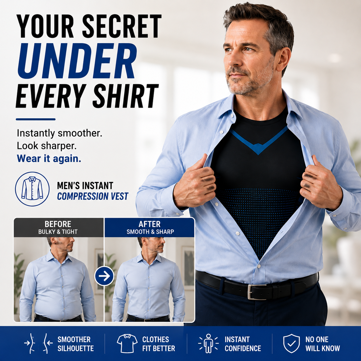 🔥 InstaShape Men's Body Shaper Shirt