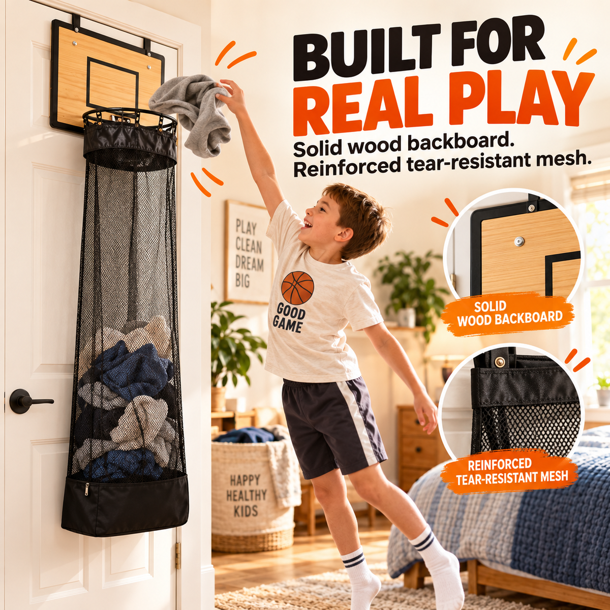 🏀 Slam Dunk Laundry Hamper: Turn Messy Rooms Into Fun!