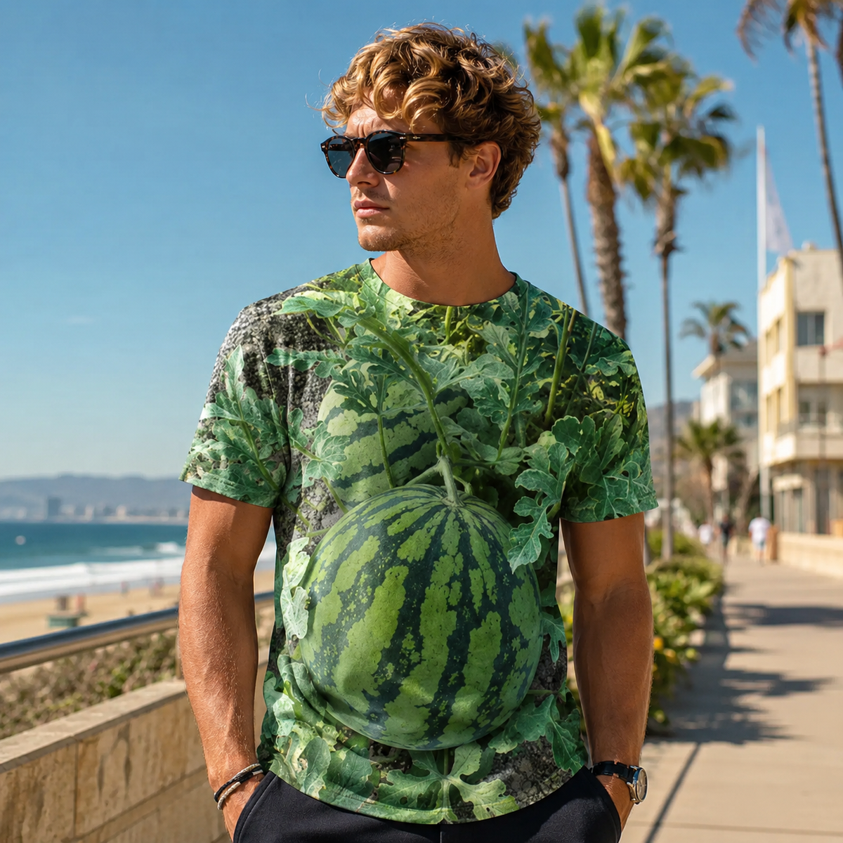 🍉 Summer Vibe 3D Watermelon Patch Graphic Tee