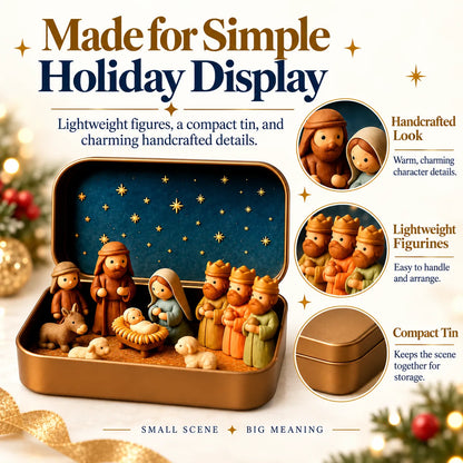 🎄 Mini Christmas Nativity Scene in a Tin – Meaningful Holiday Keepsake Gift