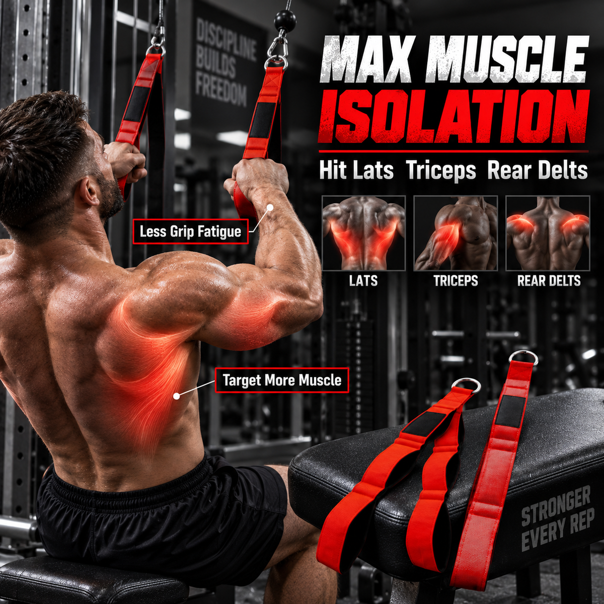 🔥 Heavy-Duty Triceps Rope Cable Attachment for Gym Workout 💪