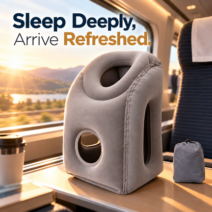 💤 Multi-Angle Inflatable Sleep Pillow for Airplanes, Trains & Office Desks
