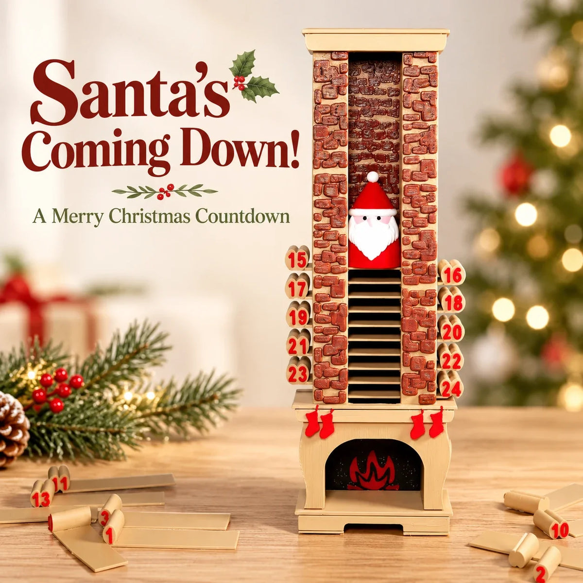 Santa Chimney Advent Calendar – 24-Day Christmas Countdown 🎄