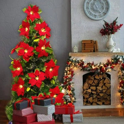 ✨ Cozy Christmas Poinsettia Vine Lights | Add Magic to Your Fireplace & Holiday Table 🎄