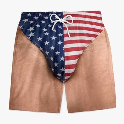 Customized 3D Hairy Legs Patriotic Beach Shorts