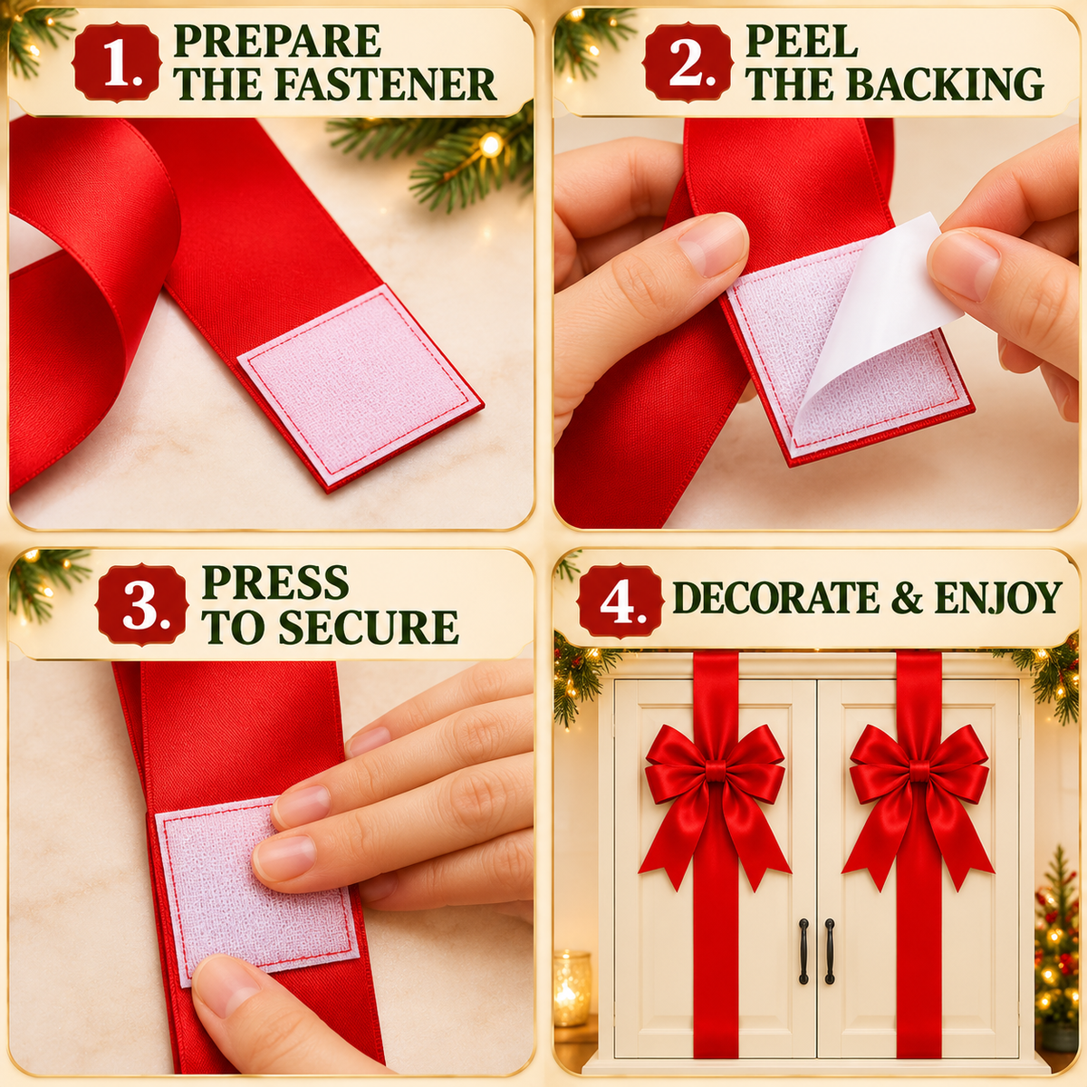 🎀 Christmas Bow & Ribbon Decor Set – Festive Door & Home Decorations