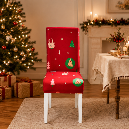 🎄 Elastic Christmas Dining Chair Cover – Soft, Washable & Festive Slipcover 🎅