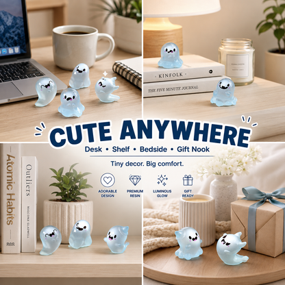 🌙 Light Up Your Night: Cute Glow-in-the-Dark Positive Ghost Figurine in Matchbox👻