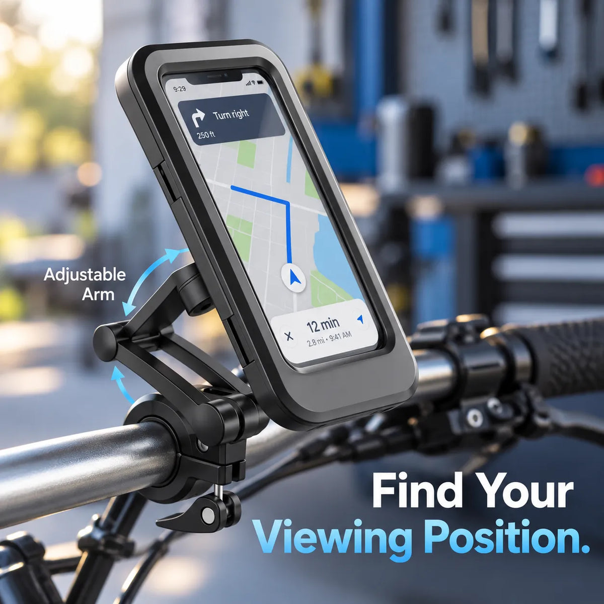 🚴 Rainproof Bike Phone Holder with Touchscreen Case & Adjustable Handlebar Mount 🌦️