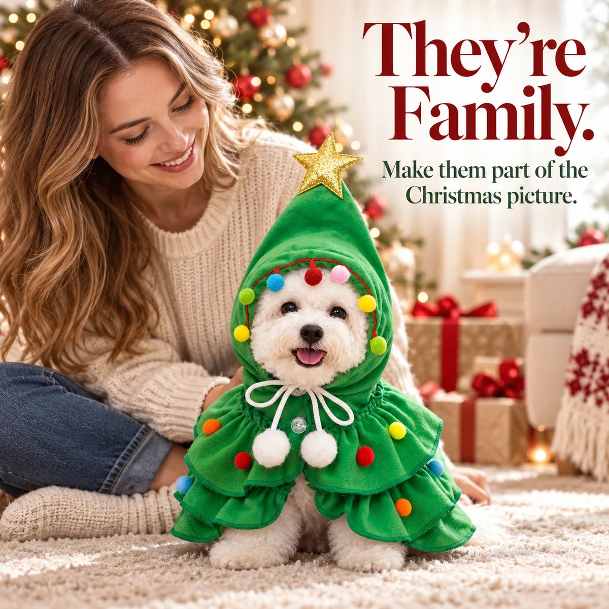 Christmas Dog Cape 🎄 Festive Tree Costume for Holiday Photos