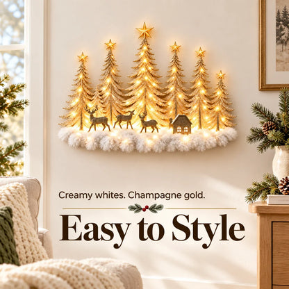 ✨ Lighted Woodland Christmas Wall Decor – Warm LED Glow