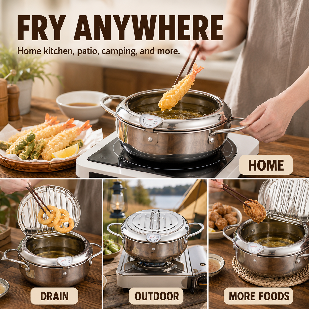 Stainless Steel Deep Fryer with Oil Filter and Thermometer 🌡️