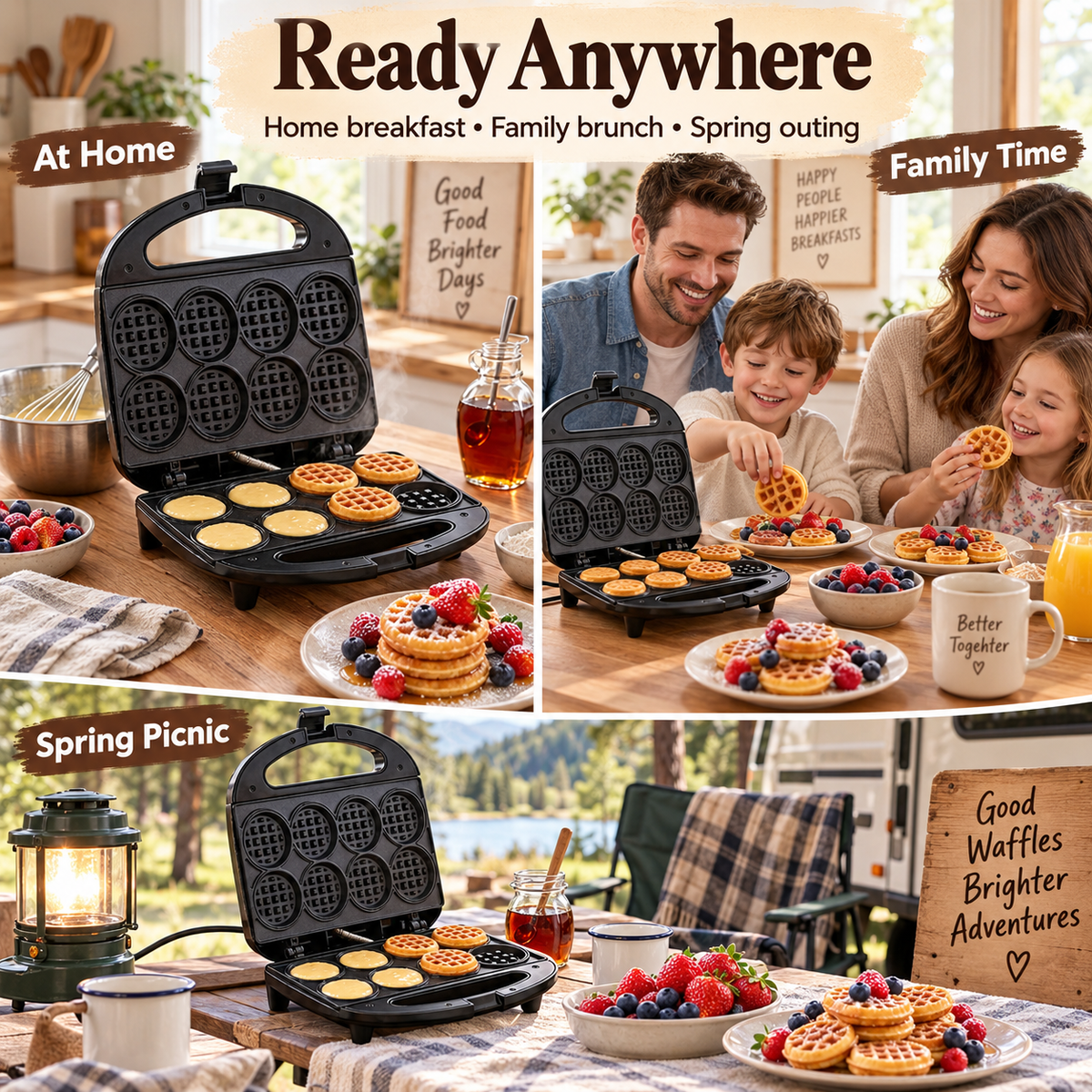 Fast Dual-Sided 8-Hole Mini Waffle Maker & Breakfast Machine 🧇😋