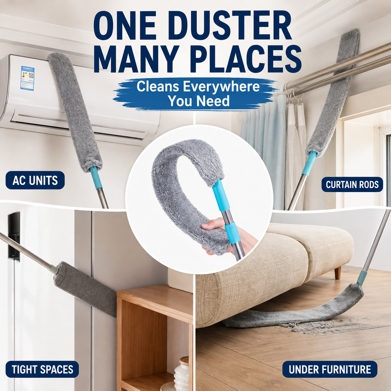 ✨ Microfiber Micro-Gap Duster with Extendable Pole