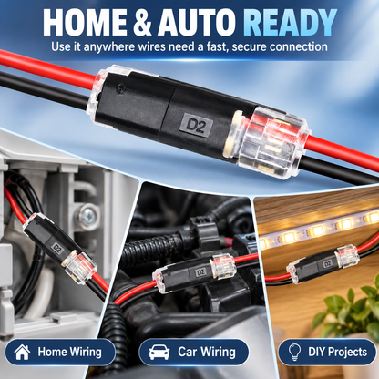 Pro-Grade Tool-Free Quick Wire Connectors (50 PCS) – No-Strip, Fire-Resistant & Secure Splice Terminals for Automotive & DIY
