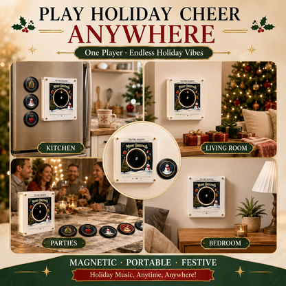 🎄 Retro Christmas Vinyl Fridge Music Magnet Player with 9 NFC Discs 🎶