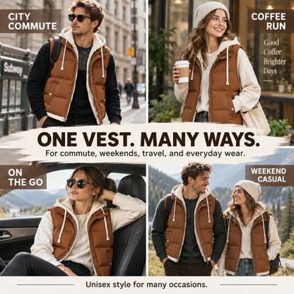 Unisex All-Day Comfort & Style: Layered Hooded Thermal Vest 🍁🕺