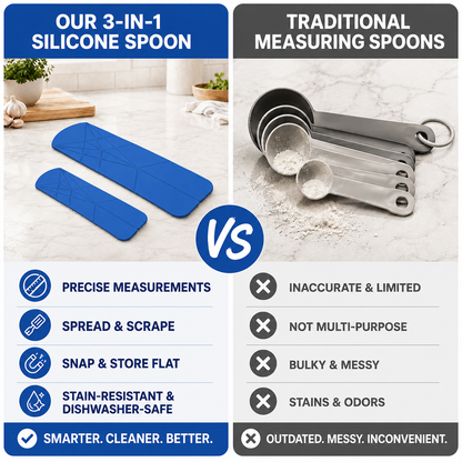 🥄 3-in-1 Foldable Silicone Measuring Spoons & Spatula Set (2-Piece Kit)