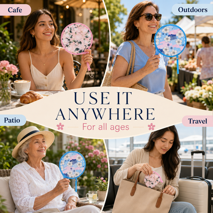 🌸 Portable Floral Foldable Hand Fan | Pocket Cooling Breeze with Pouch ✨
