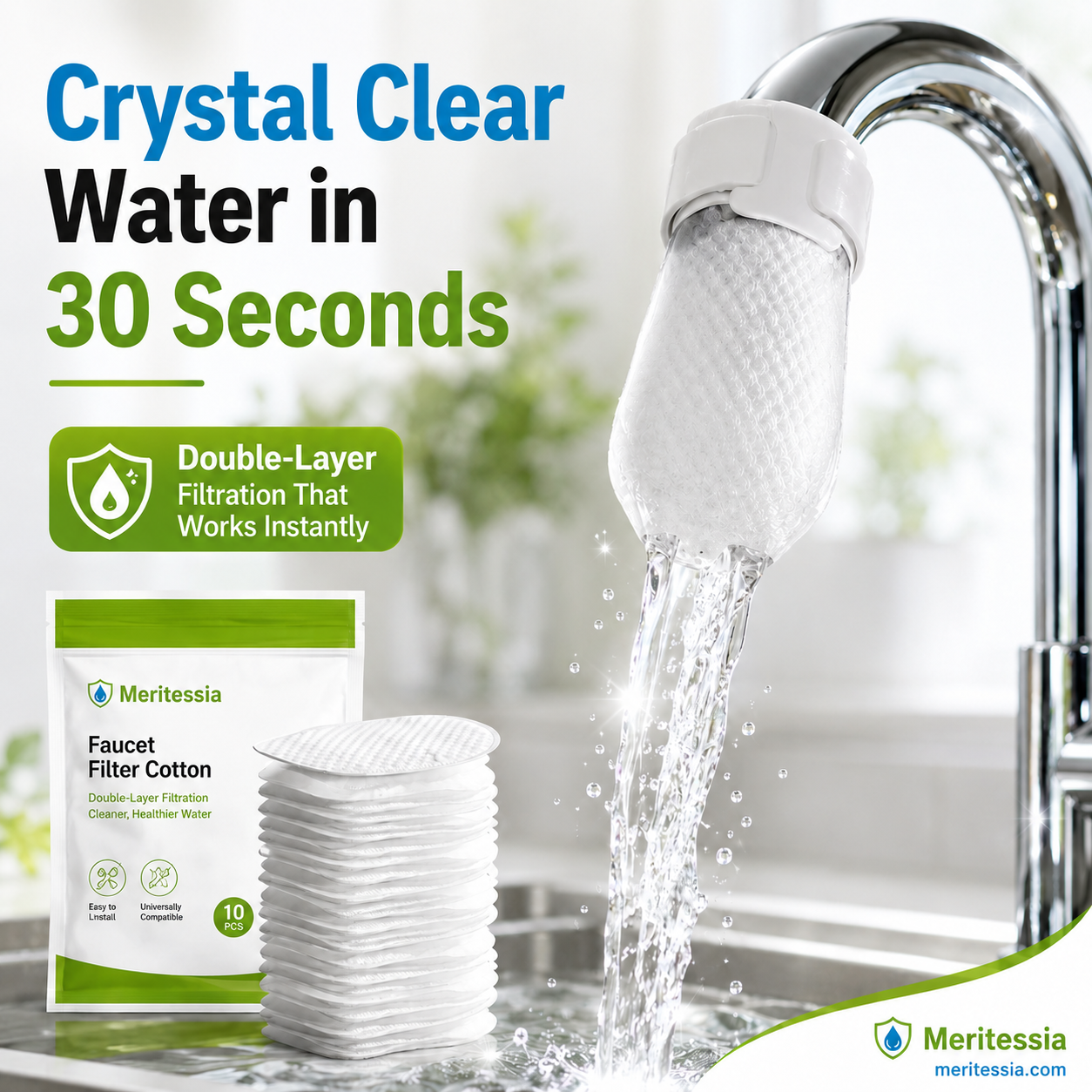 ⏰60%OFF⚡50K+ SOLD!💥Anti-Splash Kitchen Faucet Filter for Rust & Sediment Removal
