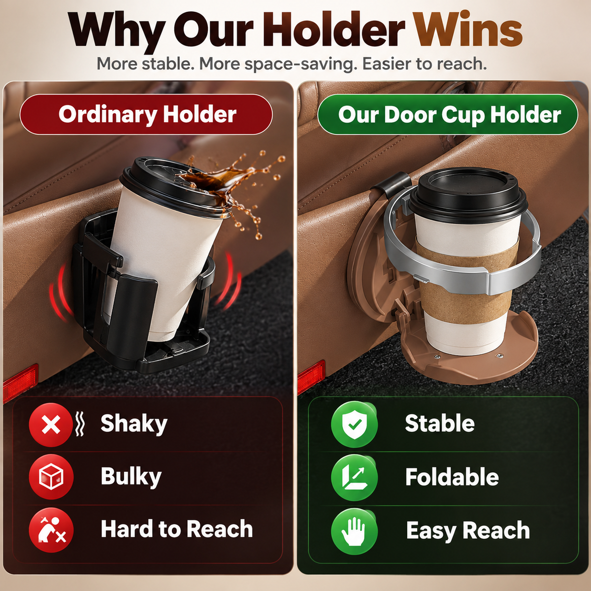 Multi-Functional Foldable Car Cup & Drink Holder 🚗☕