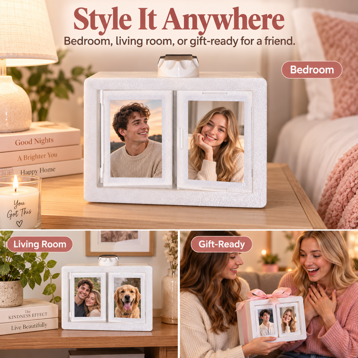 360° Rotating Polaroid Photo Frame & Flip Accordion Memory Album 💫