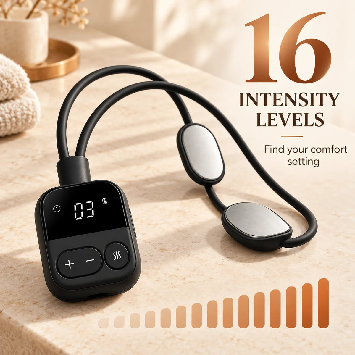 ✨ Pendant Neck Massager with Heat — 5 Modes, 16 Intensity Levels