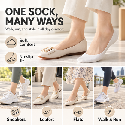 Stay-Put Ice Silk Invisible Socks with Cushioning ☁️