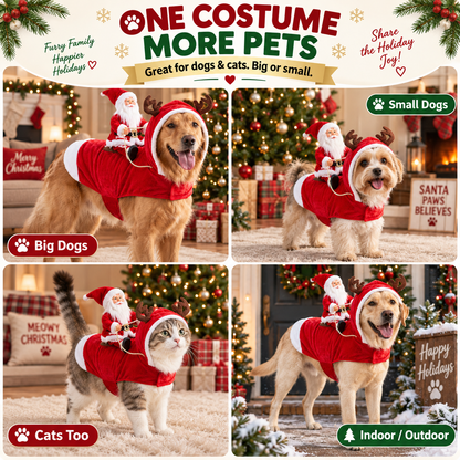 🎅 Christmas Dog Riding Santa Outfit - Funny Holiday Pet Apparel 🎁