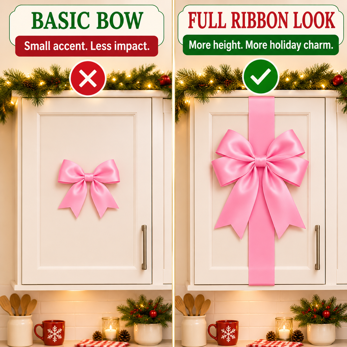 🎀 Christmas Bow & Ribbon Decor Set – Festive Door & Home Decorations