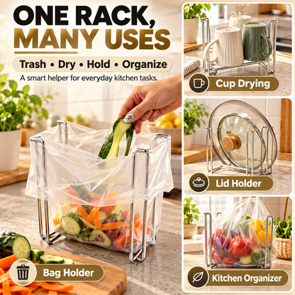 ✨ The Ultimate Foldable 304 Stainless Steel Trash Bag Holder