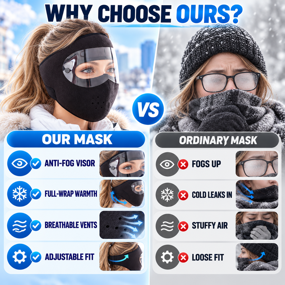 Windproof Fleece Full Face Shield & Anti-Fog Riding Mask