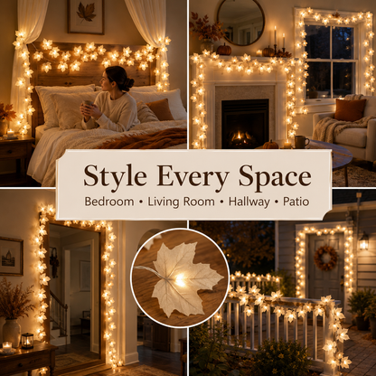 🍂 Instant Cozy Vibes Autumn Warm Maple Leaf LED String Lights