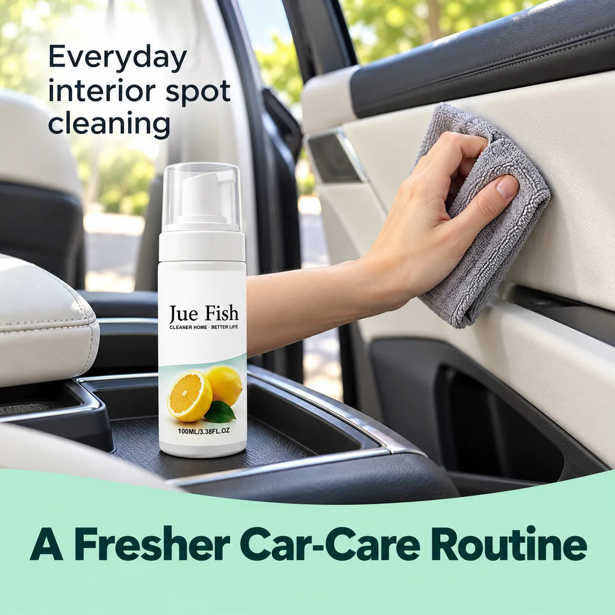 🍋 Jue Fish Multi-Surface Foaming Cleaner — Lemon-Scented Spot Cleaning for Home & Car ✨