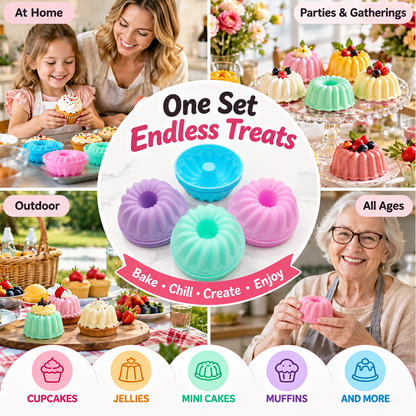 Multi-Shape Non-Stick Silicone Baking Cups & Muffin Molds Set (Reusables) 🧁