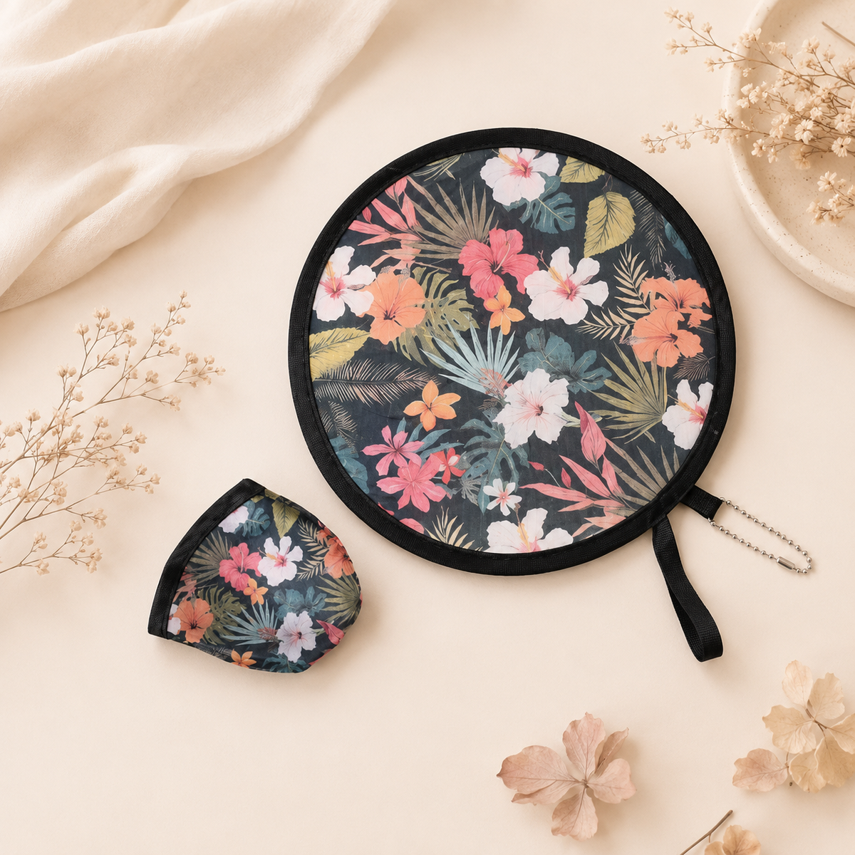 🌸 Portable Floral Foldable Hand Fan | Pocket Cooling Breeze with Pouch ✨
