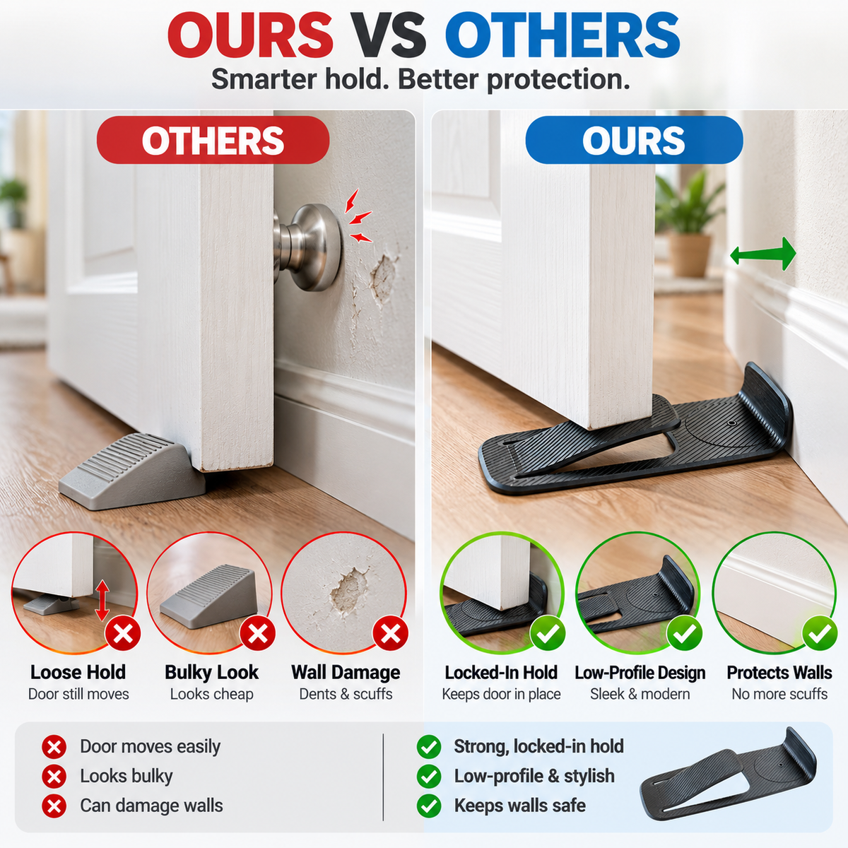 🚪 No-Punch Heavy Duty Door Stopper & Wall Protector 🛡️