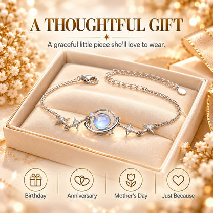 ✨ Saturn Moonstone-Inspired Bracelet – Celestial Star Jewelry Gift for Her